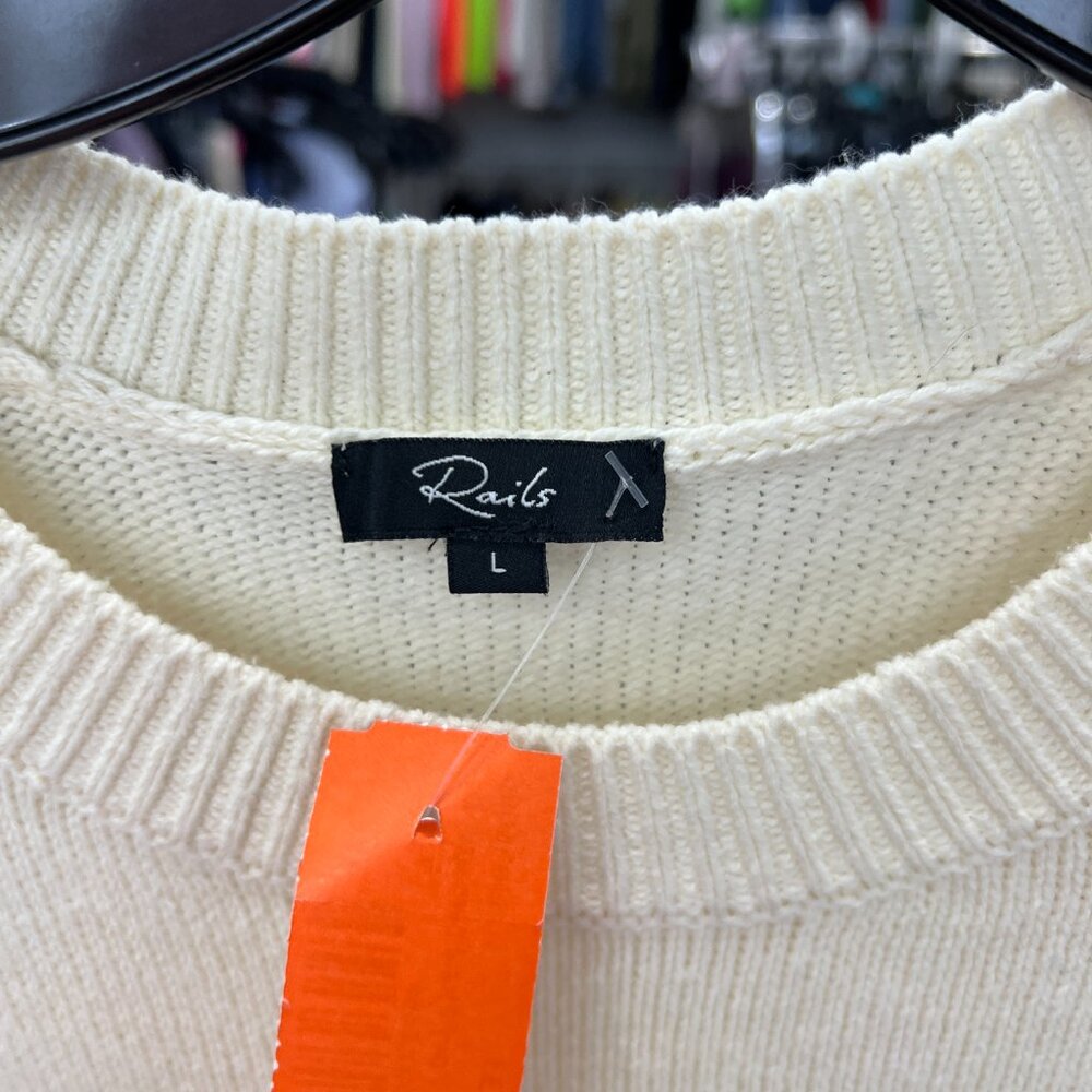 $275 Rails Ivory Hibiscus Zoey Pullover Floral Knit Sweater size Large - Picture 7 of 9